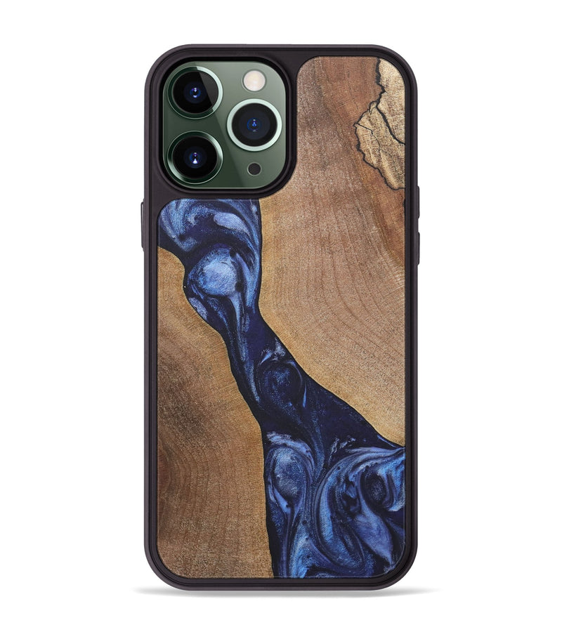 iPhone 13 Pro Max Wood+Resin Phone Case - Jakob (Blue, 718741)