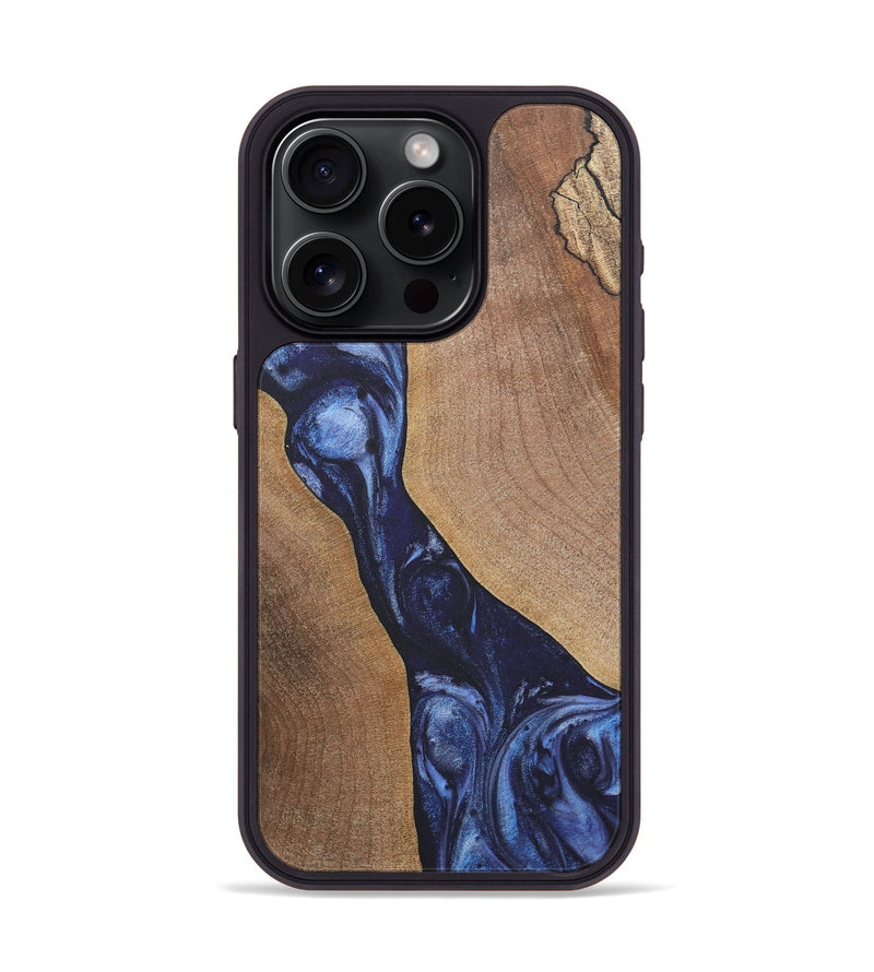 iPhone 15 Pro Wood+Resin Phone Case - Jakob (Blue, 718741)