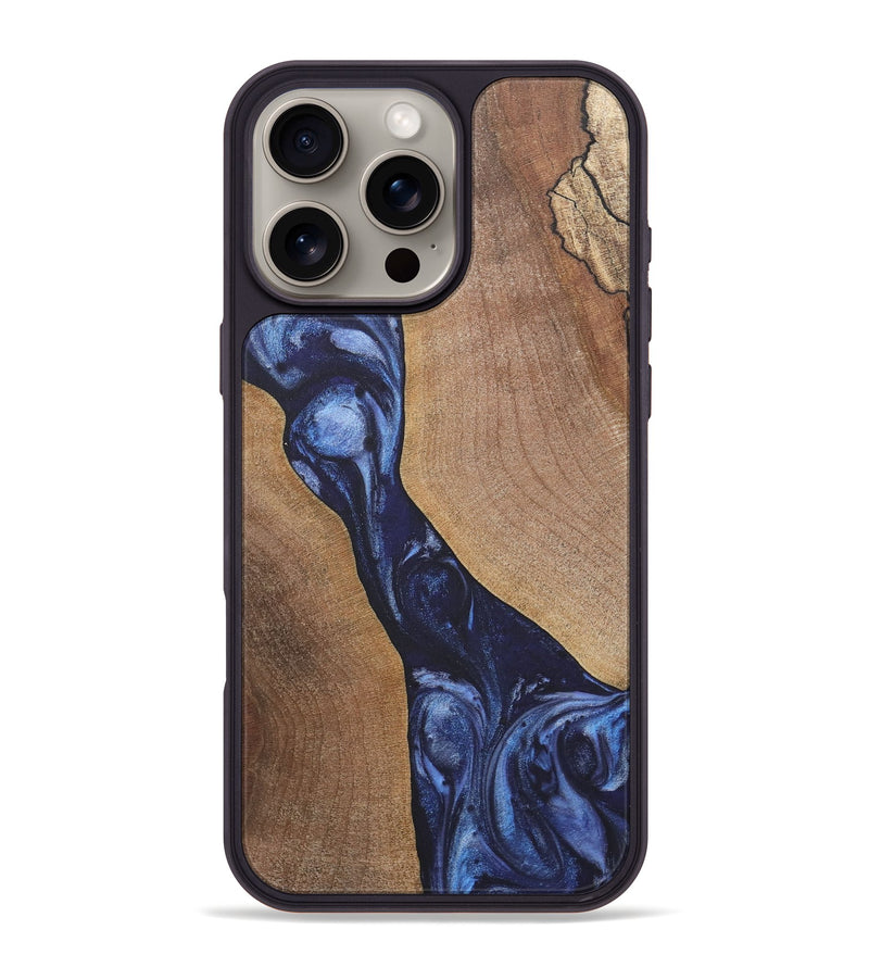 iPhone 16 Pro Max Wood+Resin Phone Case - Jakob (Blue, 718741)