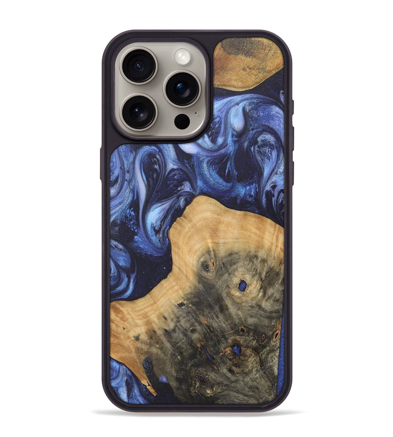 iPhone 15 Pro Max Wood+Resin Phone Case - Ashley (Blue, 718742)