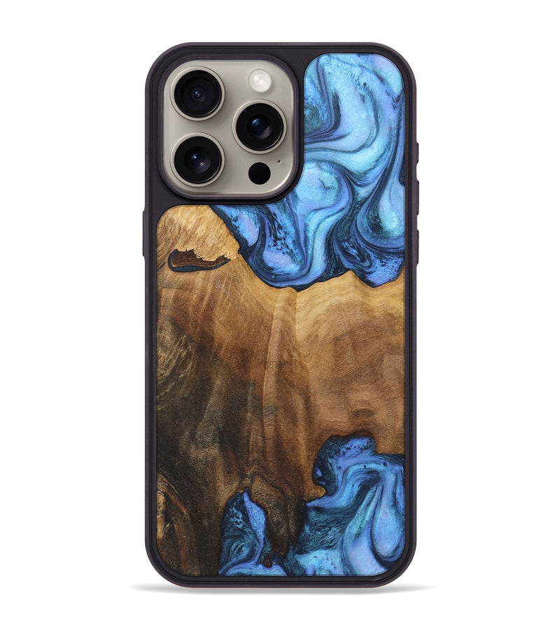 iPhone 15 Pro Max Wood+Resin Phone Case - Carolina (Blue, 718747)