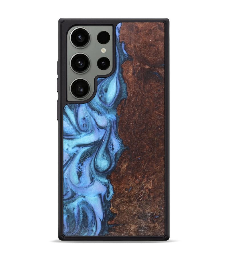 Galaxy S24 Ultra Wood+Resin Phone Case - Hanna (Blue, 718751)