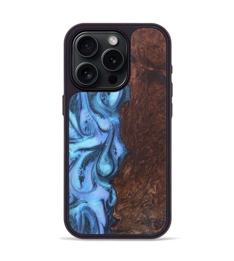 iPhone 15 Pro Wood+Resin Phone Case - Hanna (Blue, 718751)