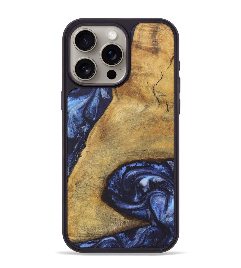 iPhone 15 Pro Max Wood+Resin Phone Case - Jaime (Blue, 718752)