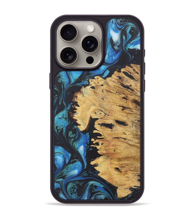 iPhone 15 Pro Max Wood+Resin Phone Case - Cooper (Blue, 718754)