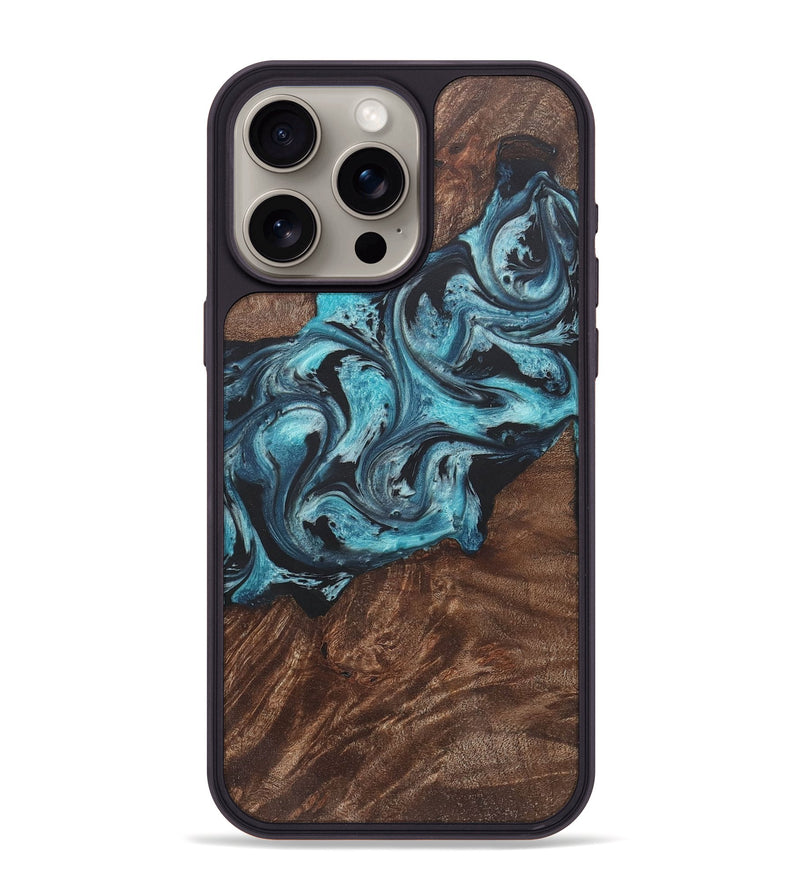 iPhone 15 Pro Max Wood+Resin Phone Case - Nora (Blue, 718760)