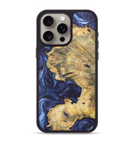 iPhone 15 Pro Max Wood+Resin Phone Case - Lily (Blue, 718762)