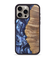 iPhone 15 Pro Max Wood+Resin Phone Case - Brad (Blue, 718763)