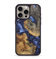 iPhone 15 Pro Max Wood+Resin Phone Case - Terry (Blue, 718765)