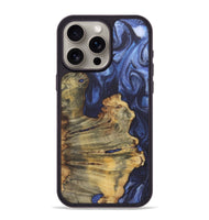 iPhone 15 Pro Max Wood+Resin Phone Case - Jean (Blue, 718767)