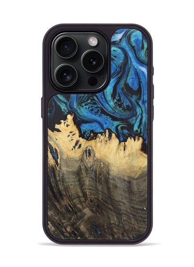 iPhone 15 Pro Wood+Resin Phone Case - Hayden (Blue, 718769)