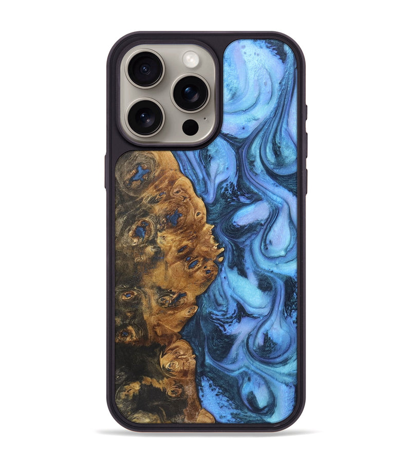 iPhone 15 Pro Max Wood+Resin Phone Case - Aitana (Blue, 718771)