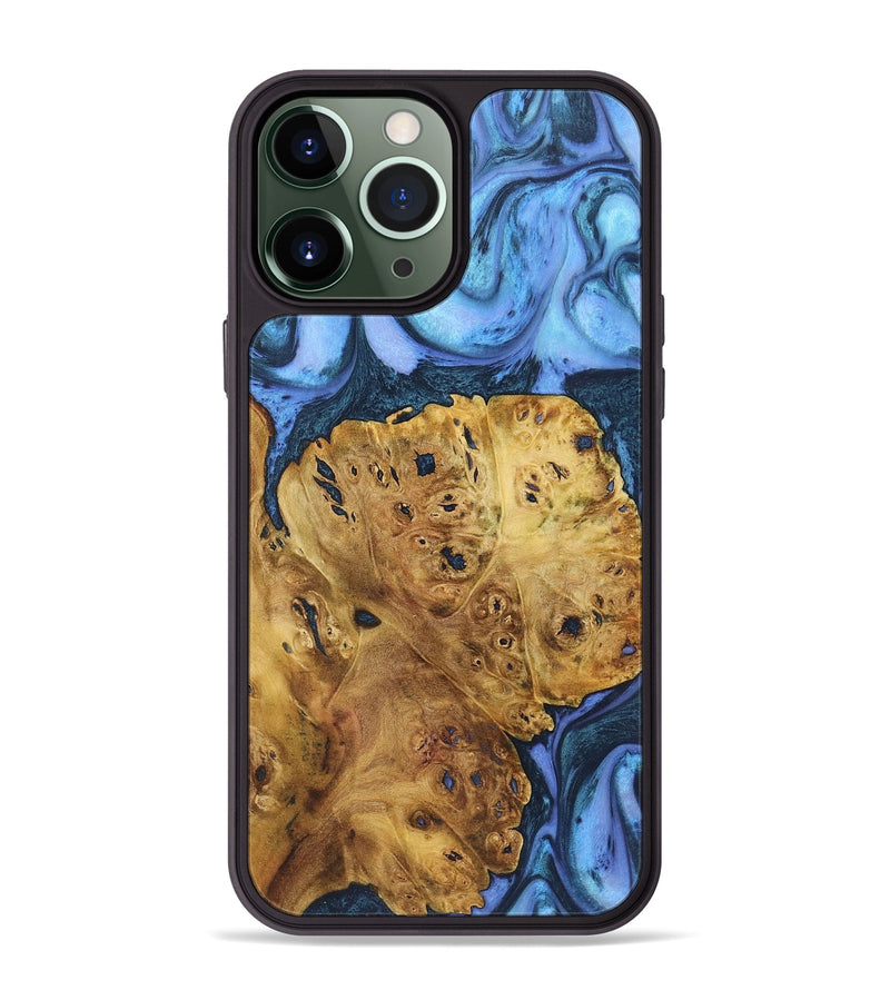 iPhone 13 Pro Max Wood+Resin Phone Case - Ronald (Blue, 718774)