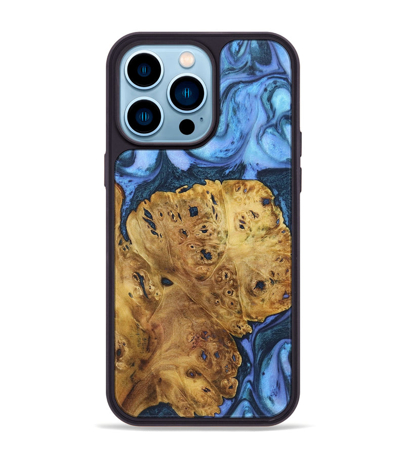 iPhone 14 Pro Max Wood+Resin Phone Case - Ronald (Blue, 718774)