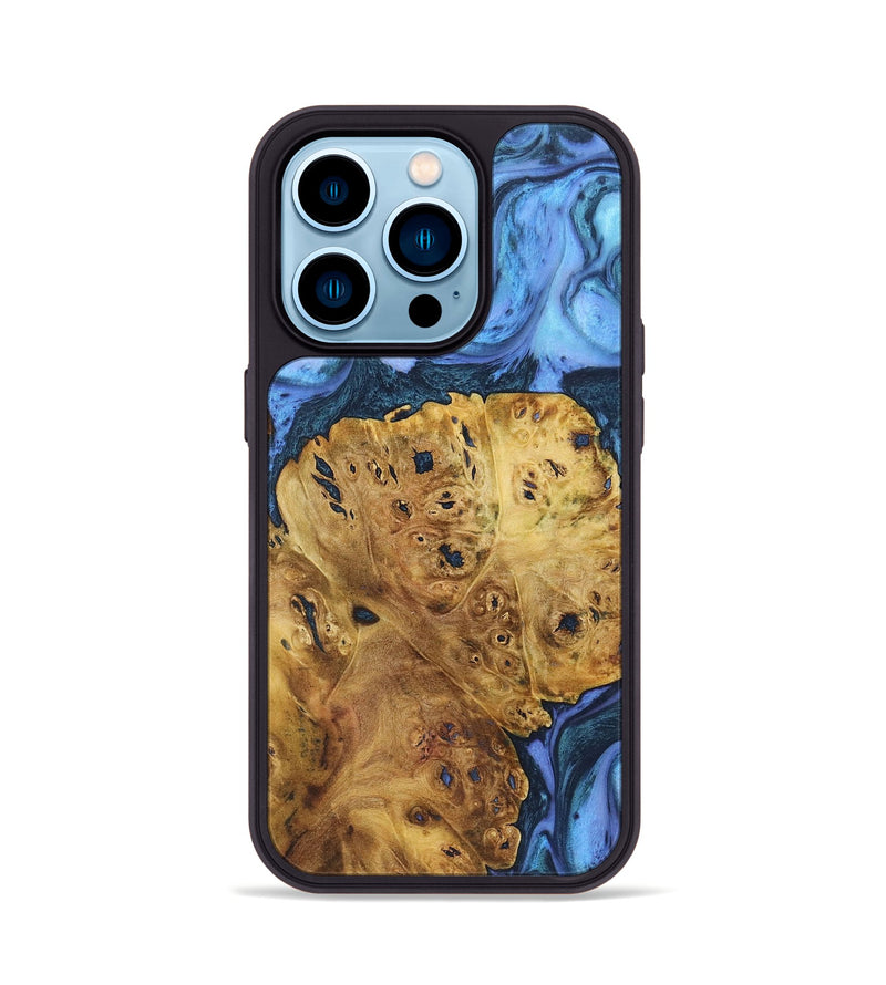 iPhone 14 Pro Wood+Resin Phone Case - Ronald (Blue, 718774)