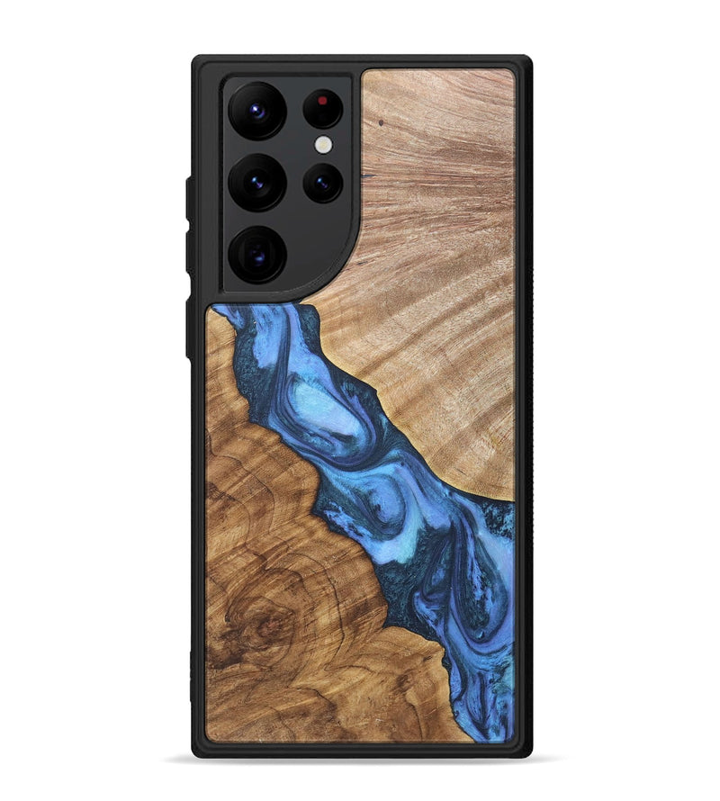 Galaxy S22 Ultra Wood+Resin Phone Case - Darlene (Blue, 718776)