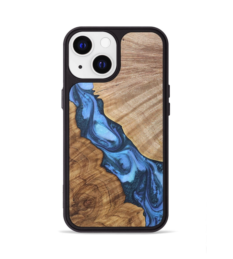 iPhone 13 Wood+Resin Phone Case - Darlene (Blue, 718776)