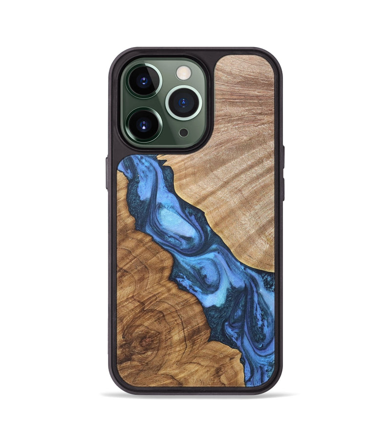 iPhone 13 Pro Wood+Resin Phone Case - Darlene (Blue, 718776)