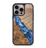 iPhone 15 Pro Max Wood+Resin Phone Case - Darlene (Blue, 718776)