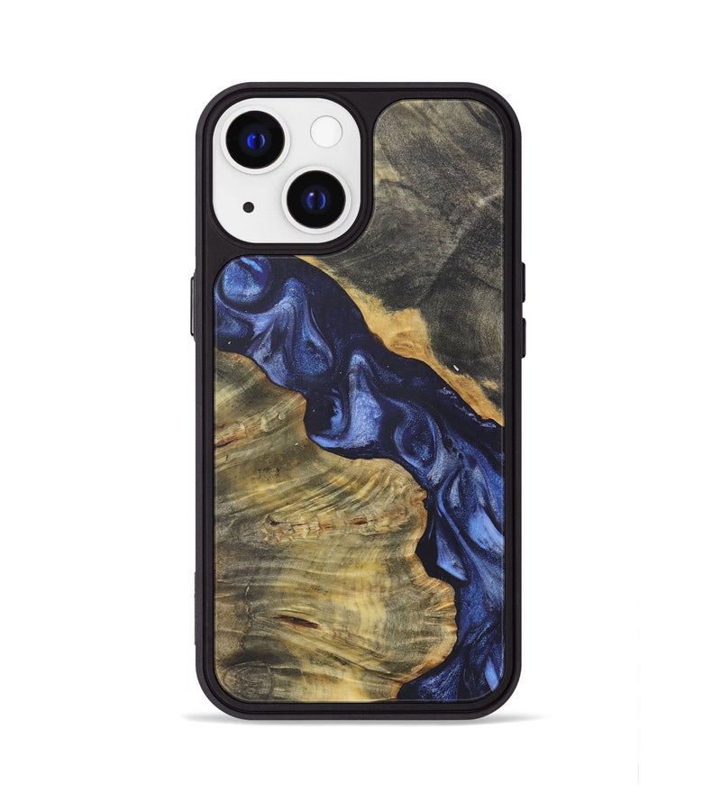 iPhone 13 Wood+Resin Phone Case - Mae (Blue, 718778)