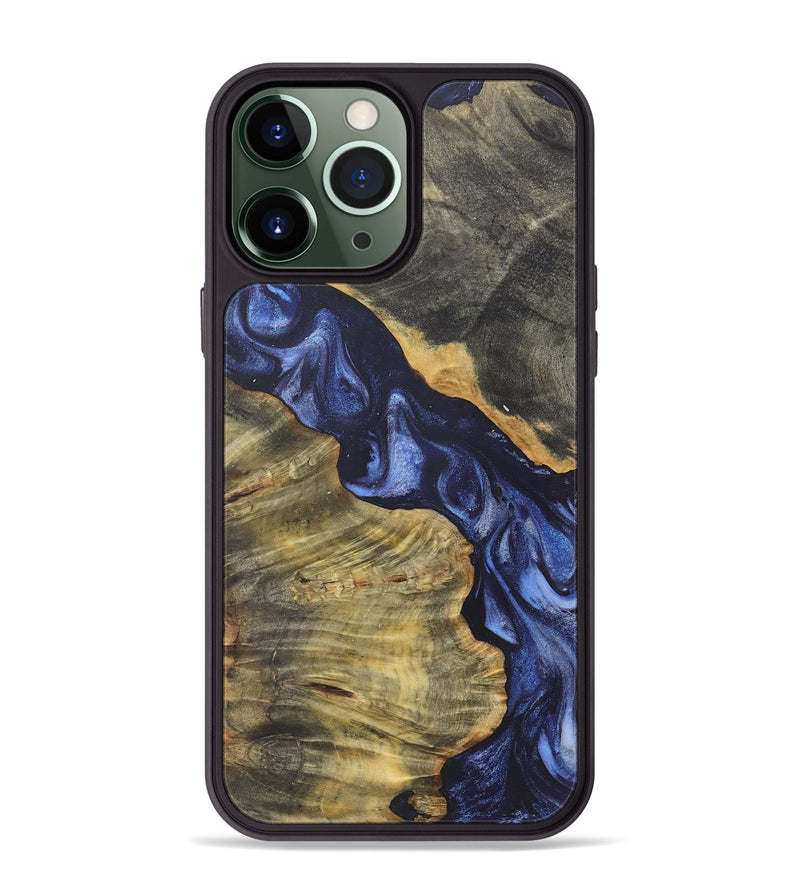 iPhone 13 Pro Max Wood+Resin Phone Case - Mae (Blue, 718778)