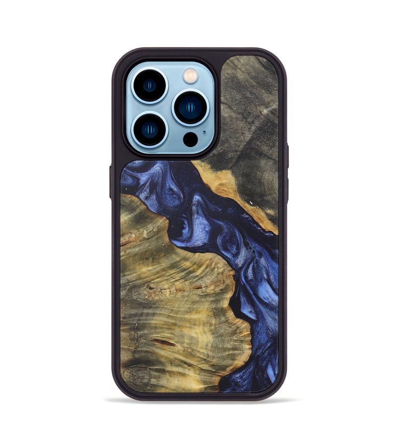 iPhone 14 Pro Wood+Resin Phone Case - Mae (Blue, 718778)