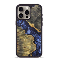 iPhone 15 Pro Max Wood+Resin Phone Case - Mae (Blue, 718778)