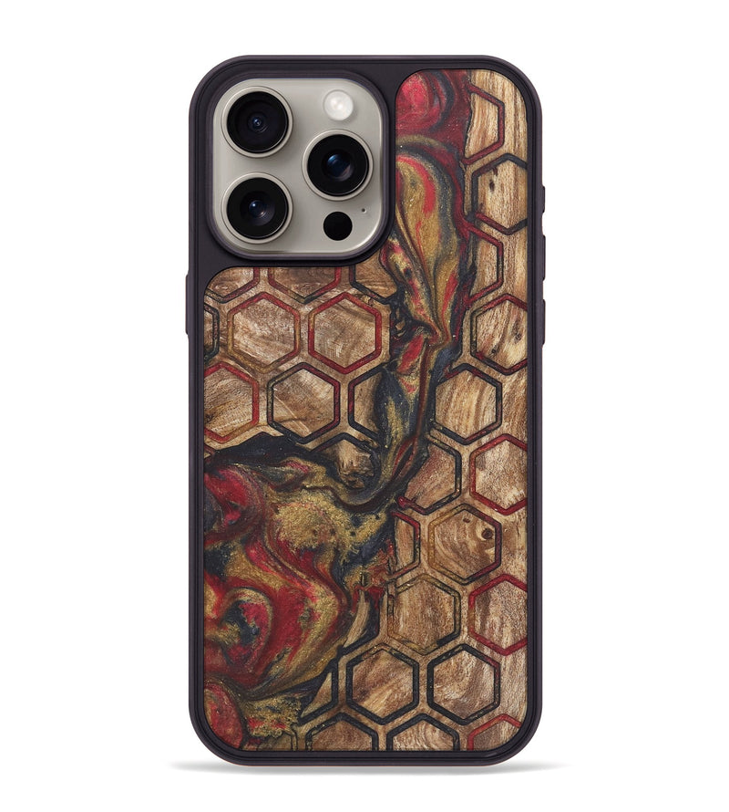 iPhone 15 Pro Max Wood+Resin Phone Case - Helen (Pattern, 718792)