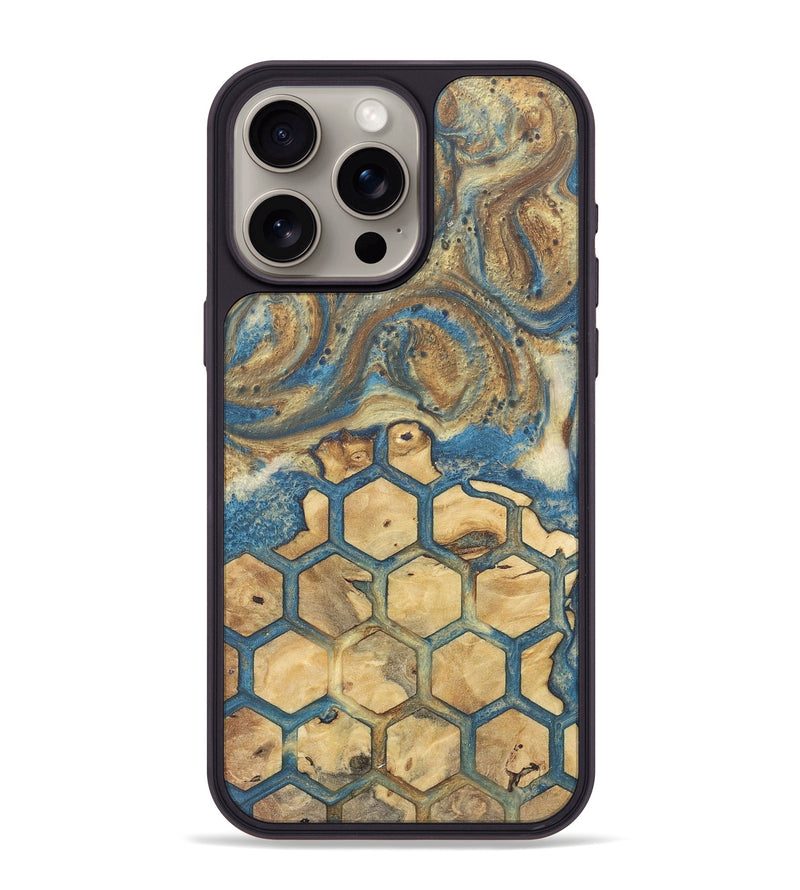 iPhone 15 Pro Max Wood+Resin Phone Case - Mark (Pattern, 718796)