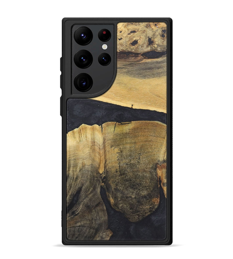 Galaxy S22 Ultra Wood+Resin Phone Case - Sienna (Pure Black, 718808)