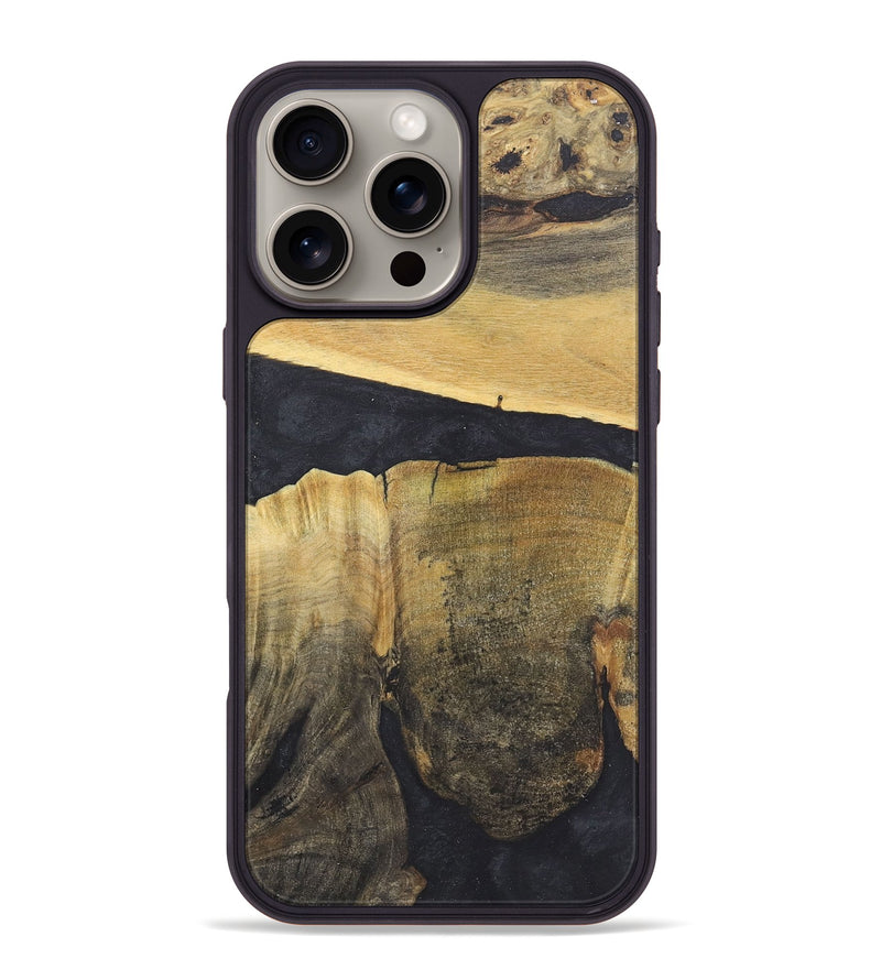 iPhone 16 Pro Max Wood+Resin Phone Case - Sienna (Pure Black, 718808)