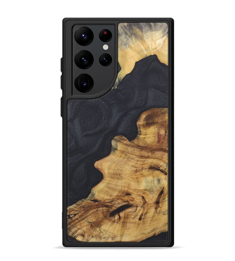 Galaxy S22 Ultra Wood+Resin Phone Case - Shane (Pure Black, 718809)