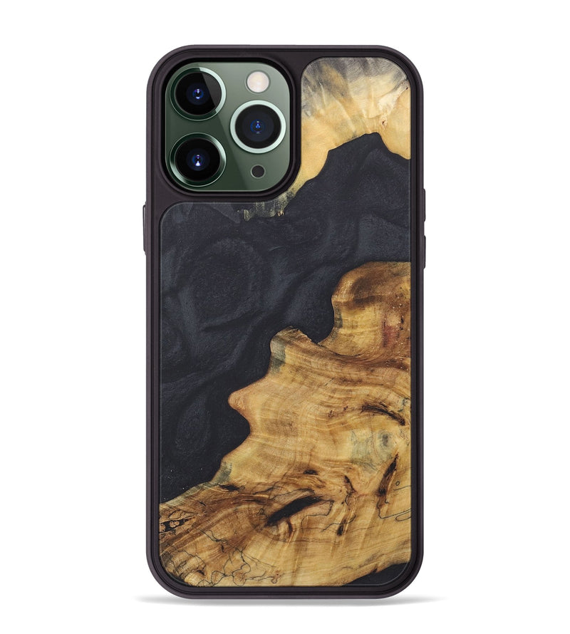 iPhone 13 Pro Max Wood+Resin Phone Case - Shane (Pure Black, 718809)