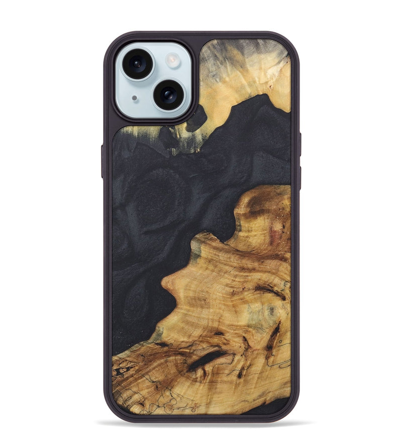 iPhone 15 Plus Wood+Resin Phone Case - Shane (Pure Black, 718809)