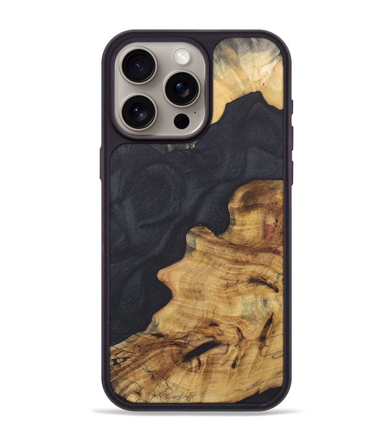 iPhone 15 Pro Max Wood+Resin Phone Case - Shane (Pure Black, 718809)