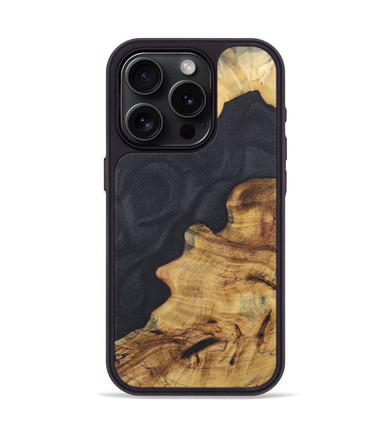 iPhone 15 Pro Wood+Resin Phone Case - Shane (Pure Black, 718809)