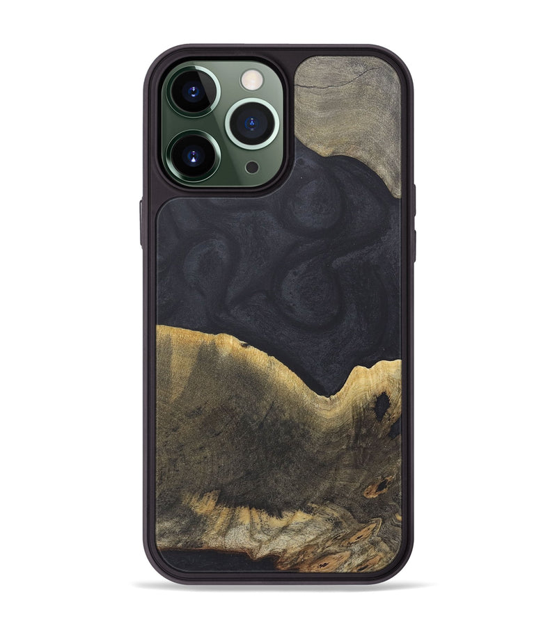 iPhone 13 Pro Max Wood+Resin Phone Case - Irma (Pure Black, 718810)