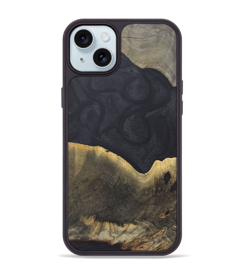 iPhone 15 Plus Wood+Resin Phone Case - Irma (Pure Black, 718810)