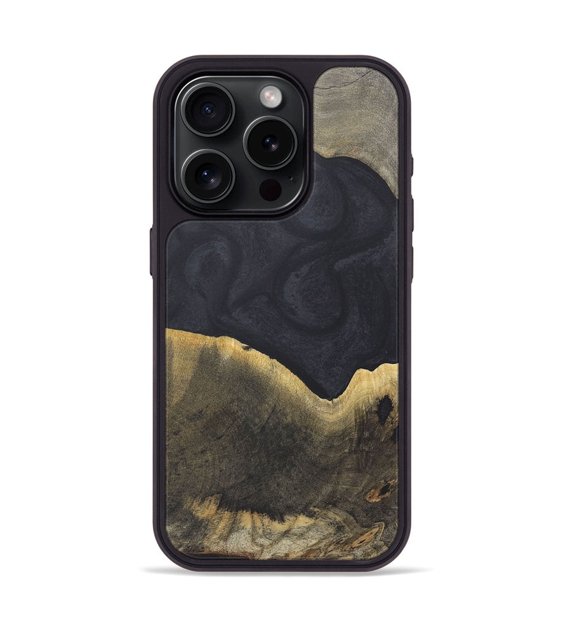 iPhone 15 Pro Wood+Resin Phone Case - Irma (Pure Black, 718810)