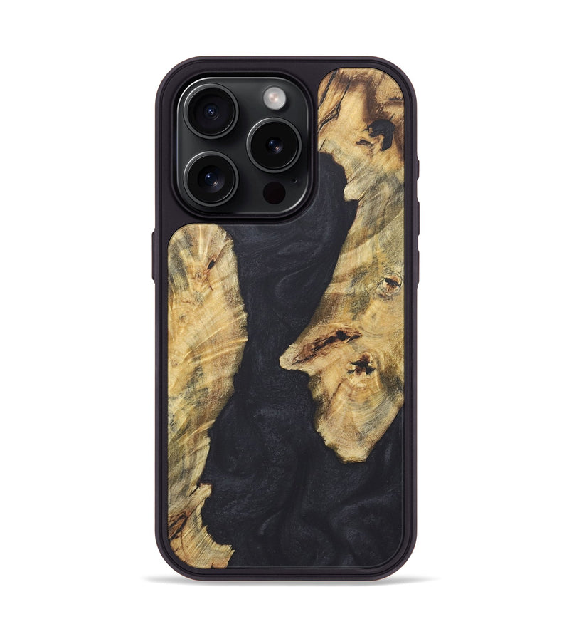 iPhone 15 Pro Wood+Resin Phone Case - Kristopher (Pure Black, 718811)