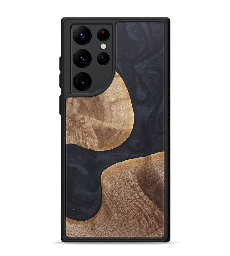 Galaxy S22 Ultra Wood+Resin Phone Case - Micah (Pure Black, 718812)