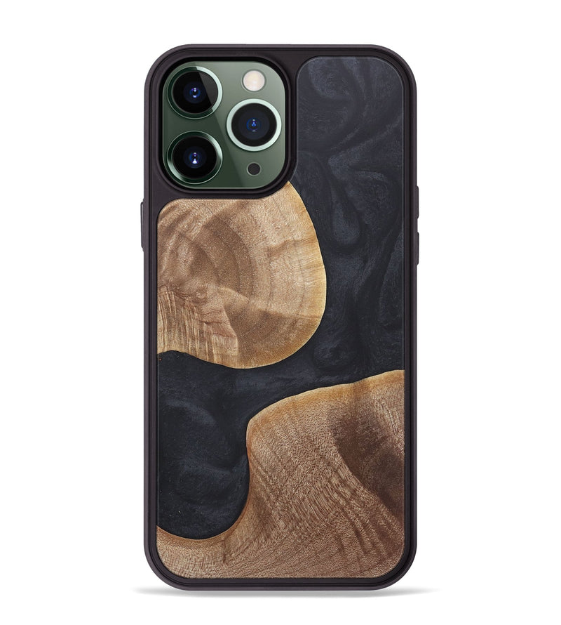 iPhone 13 Pro Max Wood+Resin Phone Case - Micah (Pure Black, 718812)