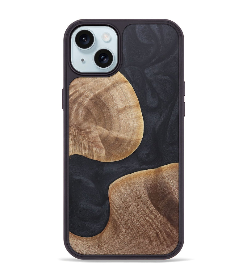 iPhone 15 Plus Wood+Resin Phone Case - Micah (Pure Black, 718812)