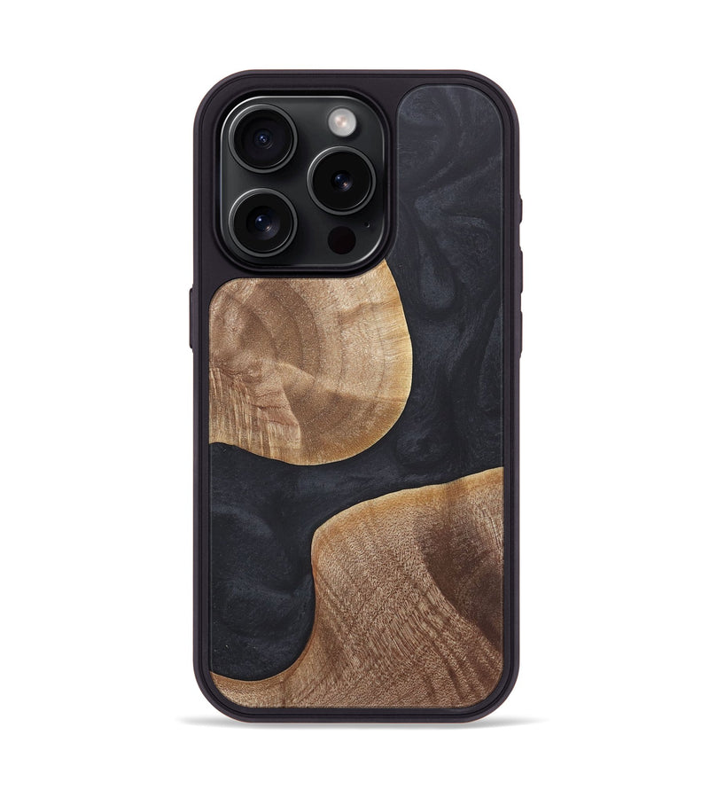 iPhone 15 Pro Wood+Resin Phone Case - Micah (Pure Black, 718812)