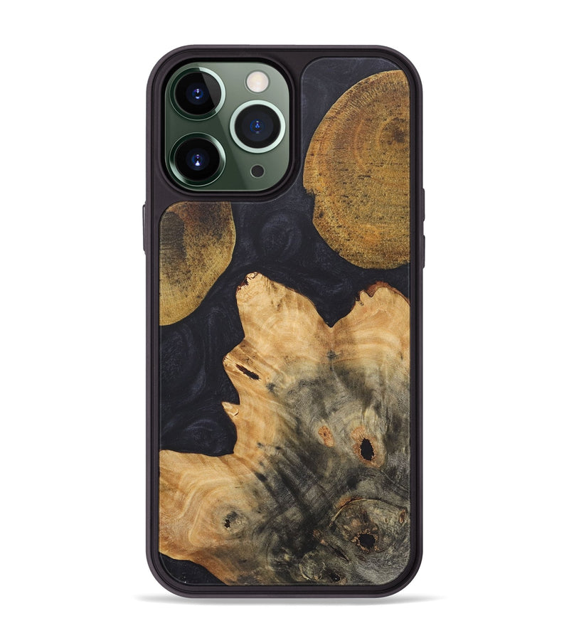 iPhone 13 Pro Max Wood+Resin Phone Case - Jayla (Pure Black, 718814)