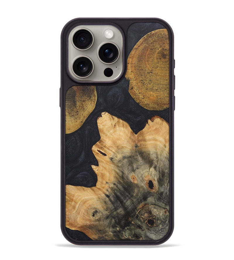 iPhone 15 Pro Max Wood+Resin Phone Case - Jayla (Pure Black, 718814)