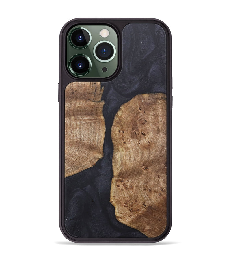 iPhone 13 Pro Max Wood+Resin Phone Case - Ray (Pure Black, 718816)