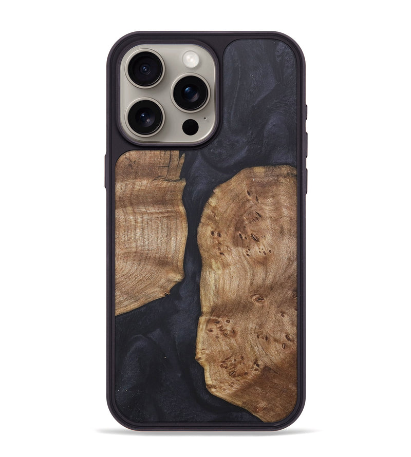 iPhone 15 Pro Max Wood+Resin Phone Case - Ray (Pure Black, 718816)