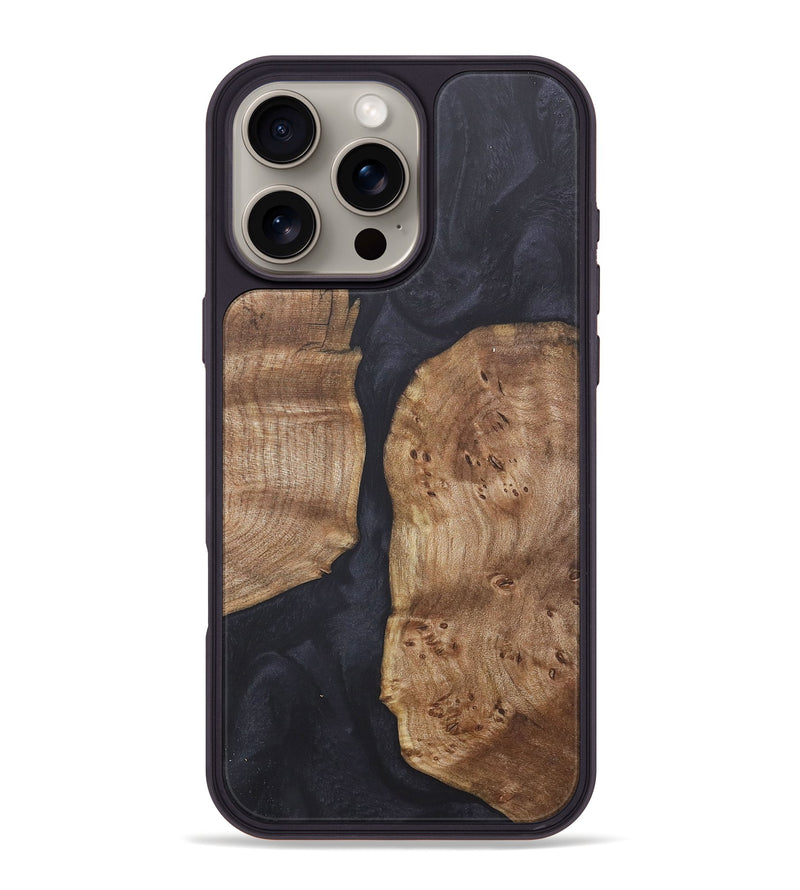 iPhone 16 Pro Max Wood+Resin Phone Case - Ray (Pure Black, 718816)