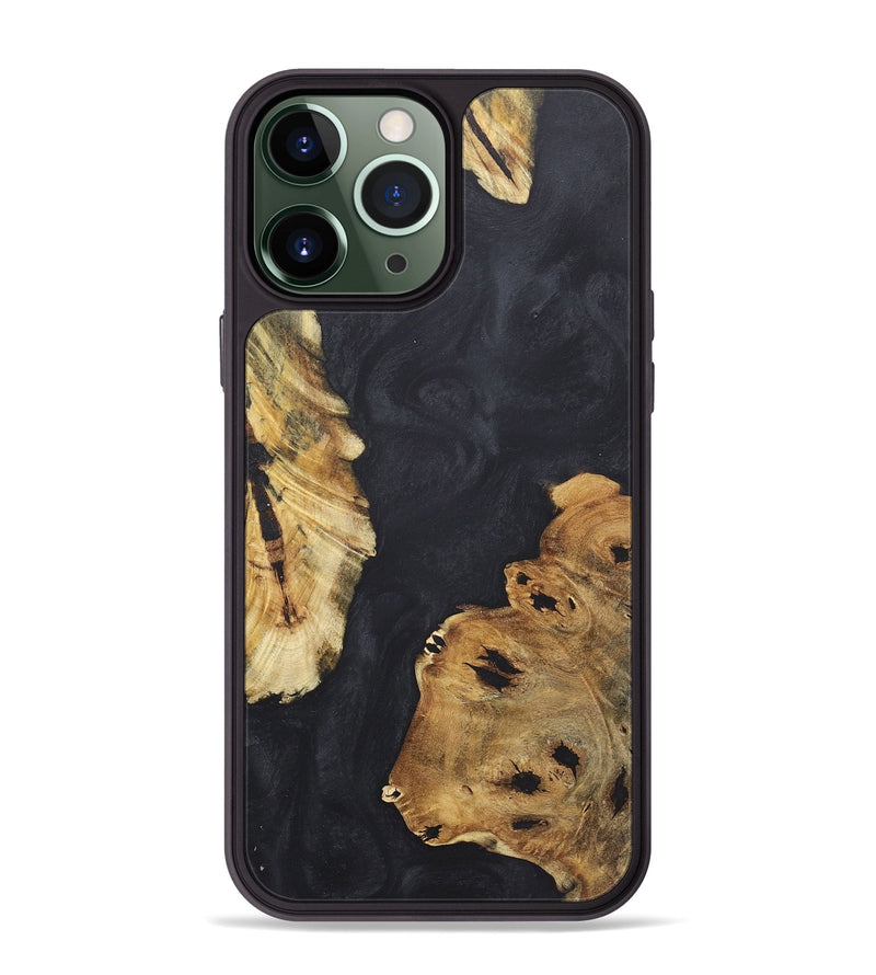 iPhone 13 Pro Max Wood+Resin Phone Case - Ariel (Pure Black, 718818)